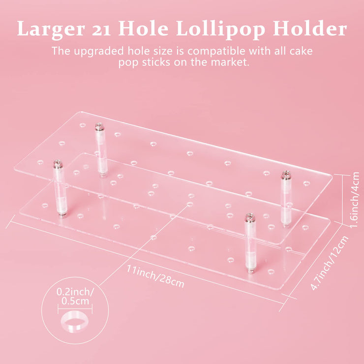 Suneerplay Cake Pop Stand, 21 Holes Lollipop Display Stand, Acrylic Clear Cake Pop Display Holder, Cakepopsical Stand for Weddings, Baby Showers, Birthday, Party