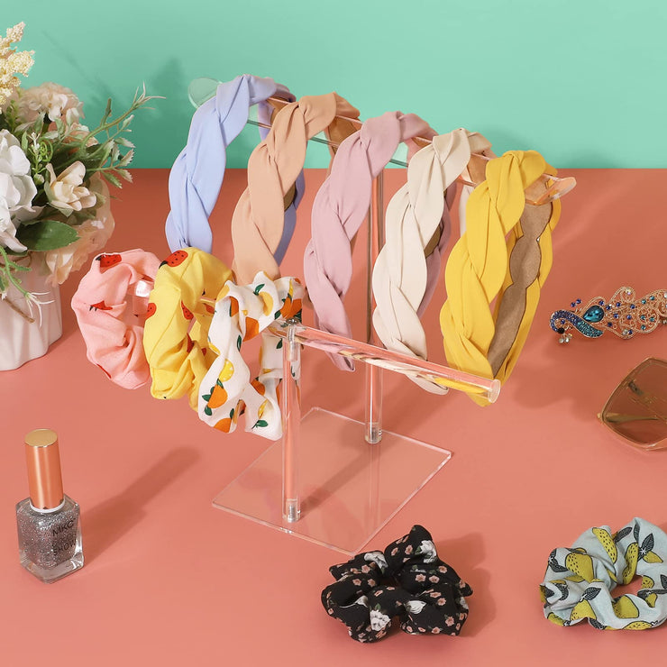 Suneerplay Headband Holder Scrunchie Holder Acrylic, Clear Hair Ties Holder Organizer, Headband Display Stand, Scrunchie Storage Organizer, Hair Accessories Organizer for Women and Girls