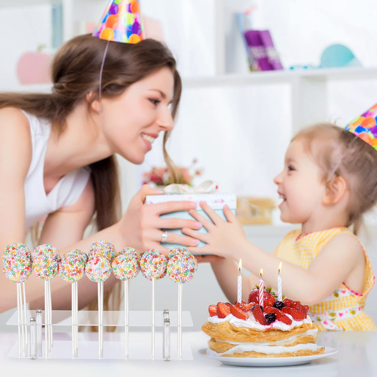 Suneerplay Cake Pop Stand, 21 Holes Lollipop Display Stand, Acrylic Clear Cake Pop Display Holder, Cakepopsical Stand for Weddings, Baby Showers, Birthday, Party